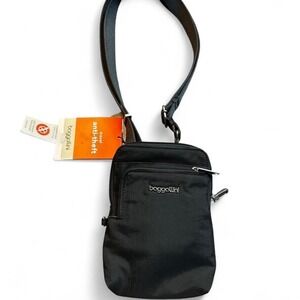 Baggallini Securtex Crossbody Bag Small Anti-Theft Activity Purse Charcoal Gray